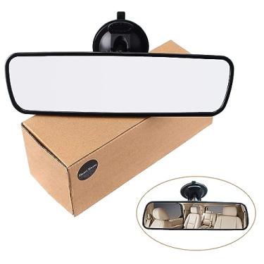 Imagem de Espelho retrovisor antirreflexo, espelho retrovisor interno universal para carro, caminhão, HD, grande angular, convexo, ventosa, espelho branco para carros, caminhões, barcos SUV (espelho retrovisor)