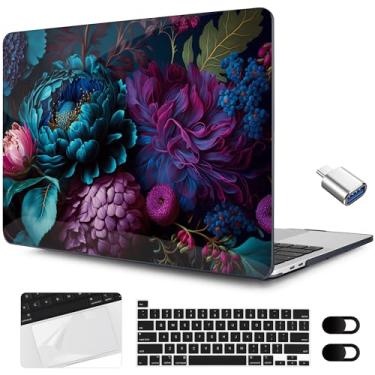 Imagem de MEEgoodo Capa para MacBook Pro de 13 polegadas 2022 2021 2020 A2338 M2/M1 A2251 A2289, capas rígidas transparentes para laptop com capa para webcam, película para trackpad e adaptador tipo C, linda