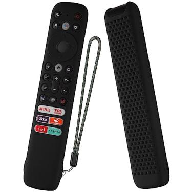 Imagem de Capa de silicone para controle remoto TCL RC902V FMR1, TCL LED Smart TV 65X925 75X925 75X925 capa com cordão (preto)