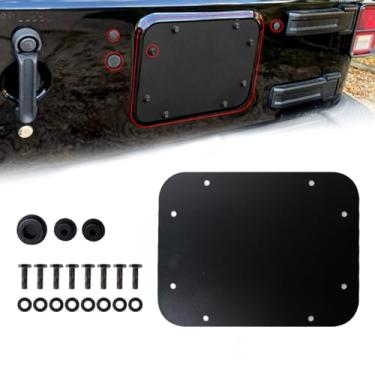 Imagem de ETL INDUSTRIES Suporte de pneu sobressalente de alumínio com exclusão de placa de enchimento tampa de ventilação da porta traseira plana e moldura da porta traseira plugue de borracha com parafusos para Jeep Wrangler JK e JKU