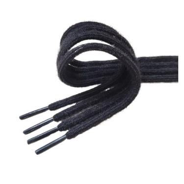 Imagem de Sapatos Macios Peludos Brancos E Pretos Cadarços 120/140cm De Cano Alto E Baixo De Lona Acessórios Para Cadarços Redondos(Black round,120cm)