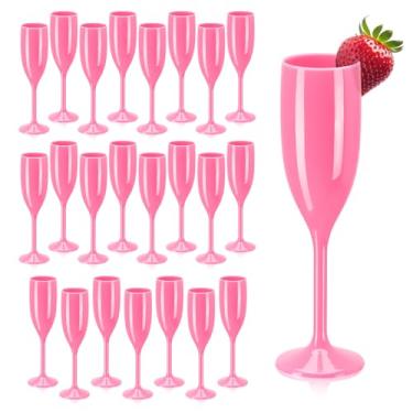 Imagem de XUWAIDSGN 24 Pack Pink Acrylic Champagne Flutes Rose Pink Goblets Toasting Drinking Champagne Cups Unbreakable Pink Glasses Drinking for Wedding Bridal Shower Bachelorette Party