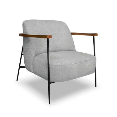 Imagem de poltrona ellie linho bouclé cinza claro