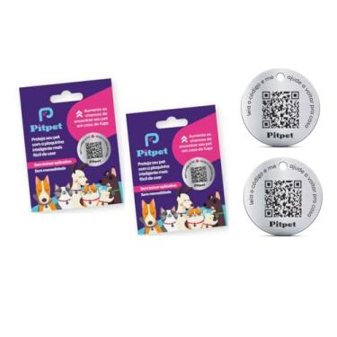 Imagem de Kit 2 un PitPet Pingente Medalha Rastreador Coleira Pet Caes E Gatos Qrcode