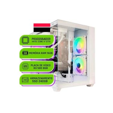 Imagem de PC Gamer Alligator Shop Intel Core i7 3770, Radeon RX 580 8GB, Memoria 16GB DDR3, SSD 240GB, Branco White