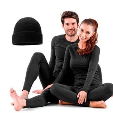 Imagem de Conjunto Termico Segunda Pele Flanelado + Touca Gorro Slim Plus Size Masculino Feminino-Unissex