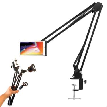 Imagem de Suporte De Mesa Braço Articulado Para Microfone Celular Aço Portátil Gravação de Videos e Podcast Portatil