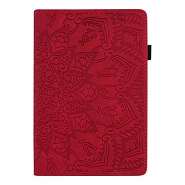 Imagem de Capa para Samsung Galaxy Tab A8 de 10,5 polegadas 2022 SM-X200/X205 Capa de couro PU premium com suporte para caneta com compartimento para cartão para tablet Galaxy Tab A8 de 10,5 polegadas - vermelha