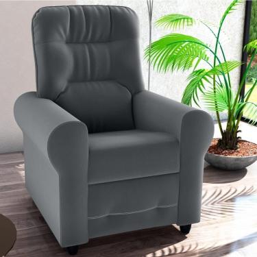 Imagem de Poltrona Descanso Reclinável Andrea Veludo Cinza