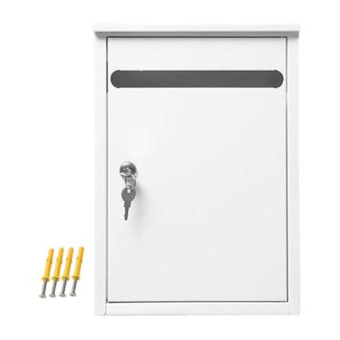 Imagem de Kuntesetty Caixa de de Sugestões com Trava de Parede para Escritório, Corredor, Portão de Entrada, Caixa de Correio Montada Na Parede com Fechadura com Ch, branco