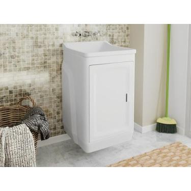 Imagem de Gabinete Lavanderia Armário Plástico Com Tanque Astra Balcão, Branca