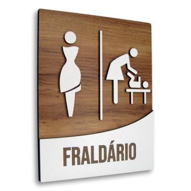 Imagem de Placa De Sinalização  Feminino e Fraldário - MDF 18x14cm - Victare