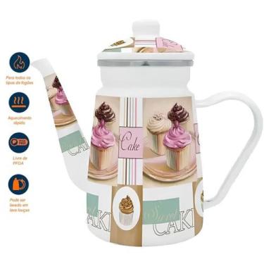 Imagem de Bule Esmaltado Com Indução Cake Premium Chá Café 1,2 Litros - Genérico
