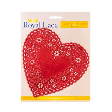 Imagem de Hygloss Doilies de papel vermelho metálico em forma de coração de 15,24 cm – Perfeito para artesanato de dia dos namorados, decoração de mesa e festas – Pacote com 108