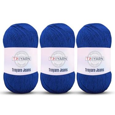 Imagem de 60% algodão 40% fio de crochê acrílico – 3 Skien Bulk, azul marinho, esporte fino macio, ideal para bonecas Amigurumi, roupas de bebê