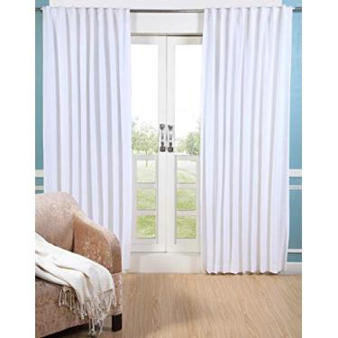 Imagem de GFI LINEN CLUBS Painel de algodão branco – Conjunto de 2 janelas, quartos, salas de estar, salas de jantar e certas áreas da cozinha com estrutura de aba reversa, com bolso de haste fácil