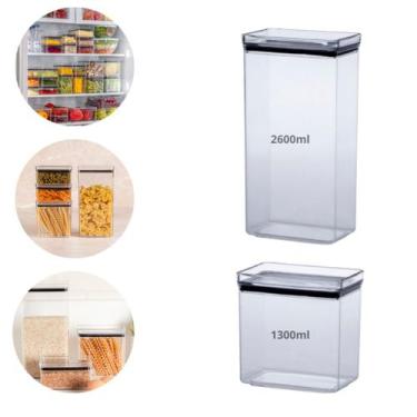 Imagem de Kit 2 Pote Organizador Empilhável Hermético 1300ml 2600ml - Paramount