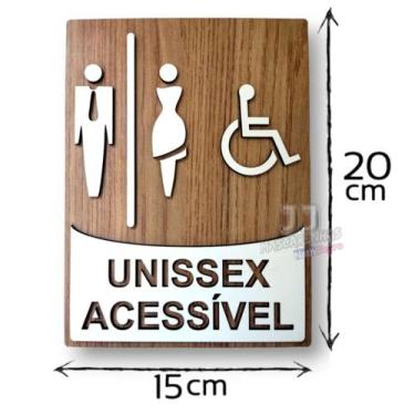 Imagem de Plaquinha para banheiro acessível wc sanitário pcd mdf 3mm - JJ