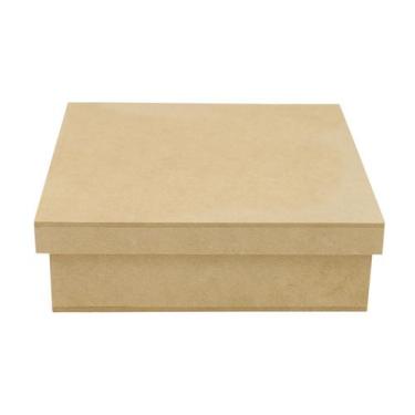 Imagem de Caixa Quadrada Tampa Sapato 12x12x8 Mdf Madeira - ATACADÃO DO ARTESANA