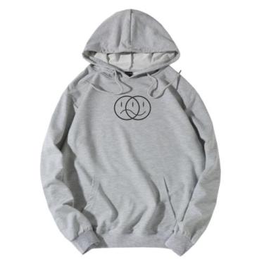 Imagem de Blusa Moletom Triste Feliz Happy Sad Tumblr Canguru Emoji, Cinza, m