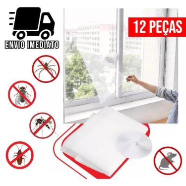 Imagem de Kit 12 Tela Mosquiteira Janela Ajustável Anti Insetos Proteção Pernilo