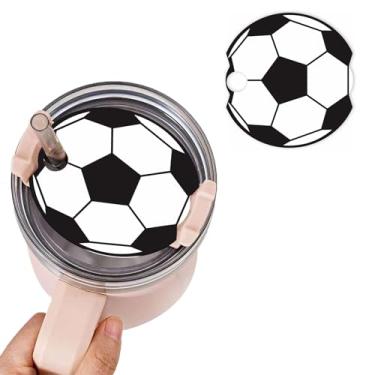 Imagem de ZNTU Placa de identificação inspirada no futebol para copos Stanley H2.0 1,134 g, com design clássico de bola, acessório ideal para tampas de copo