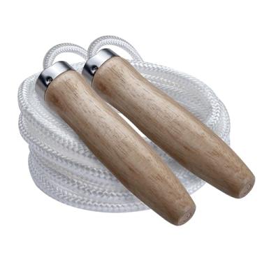 Imagem de Champion Sports Corda de salto rápido de rolamento de esferas de nylon pesado série S com alças de madeira, 2,5 m (individual)