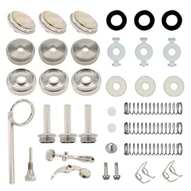 Imagem de Cheerock Kit de reparo de trompete, peças de reposição de reparo de trompete, botões de tampa de válvula trompete de prata, peças de parafuso de mola para reparo diário de instrumentos de sopro
