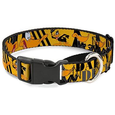 Imagem de Coleira de cachorro Martingale Pato Patolino Poses Amarelo Preto 28 a 43 centímetros 2,3 cm de largura