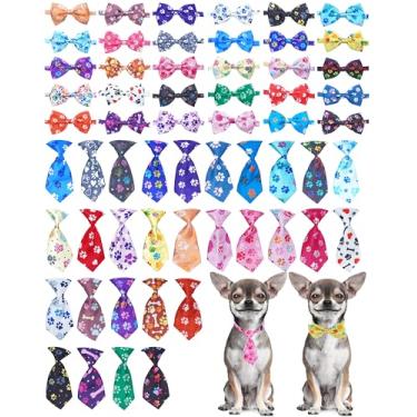 Imagem de PET SHOW Pacote com 60 gravatas borboleta e gravatas de pescoço para cães pequenos, médios, laços de aniversário, festas de casamento, férias, acessórios para cuidados com animais de estimação