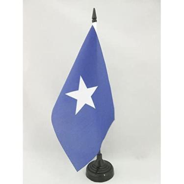 Imagem de Bandeira de mesa Republic of West Florida 12 cm x 20.3 cm - Bandeira de mesa azul Bonnie 21 x 14 cm - Bastão e base de plástico preto - AZ FLAG