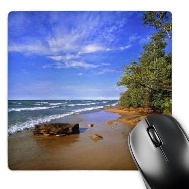 Imagem de 3dRose LLC 20 x 20 x 0,63 cm Mi, rochas ilustradas, rio Au Sable, mouse pad Lake Superior Ric Ergenbright (mp_91214_1)