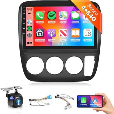 Imagem de Podofo Octa-Core 4G + 64G Android Car Stereo para Honda CRV 1997 1998 1999 2000 2001 com Apple CarPlay Android Auto sem fio, tela sensível ao toque, rádio Bluetooth de 9 polegadas com câmera de backup