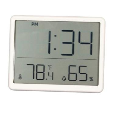 Imagem de Exibição de Fonte Grande Relógio de Despertador Eletrônico, Timer de Umidade de Temperatura Moderna de Estilo, Encaixa a Tabela de Parede da Geladeira Com CR2032 para Presentes
