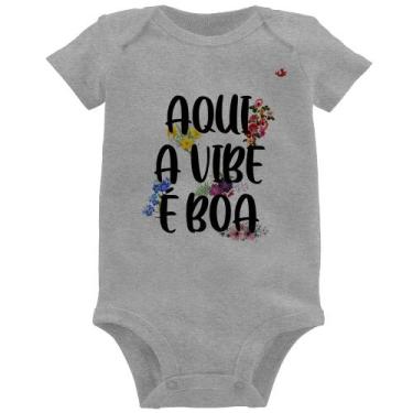 Imagem de Body Bebê Aqui a vibe é boa - Foca na Moda, Cinza, M