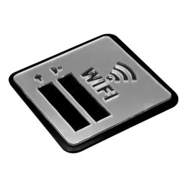 Imagem de Placa Espelhada Senha Wifi Display Acrílico Parede Balcão Plaquinha In