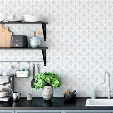 Imagem de Papel De Parede Adesivo Clássico Provençal Cinza Sala 5m - DELIQUADROS