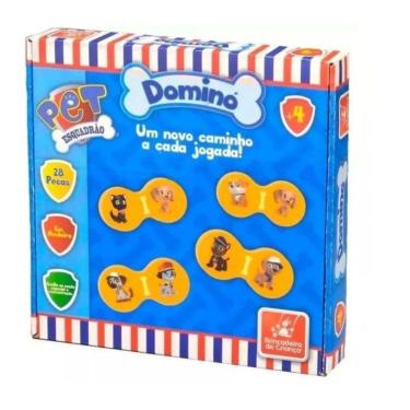 Imagem de Brinquedo didático Dominó do Esquadrão Pet em madeira 28 pcs