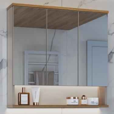 Imagem de Armário Espelheira de Banheiro Athlone 3 Portas com prateleira 76cm