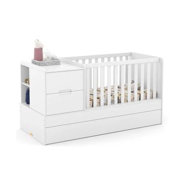 Imagem de Berço Formare Americano Mutifuncional com Mini Cômoda 2 Gavetas Branco Soft Matic