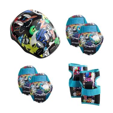 Imagem de Kit de Proteção Infantil Monster com Capacete Cotoveleiras Joelheiras e Luva Tam. Único