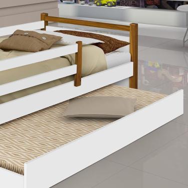 Imagem de Bicama De Solteiro Montessoriana Com Colchões Branco Mel