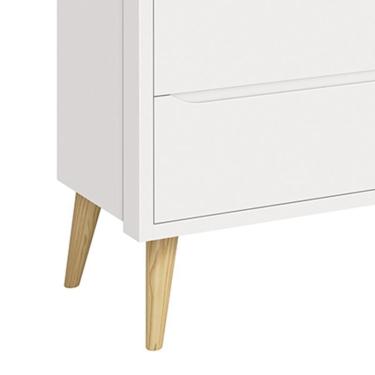 Imagem de Cômoda Infantil Theo 6 Gavetas com Pés Madeira Natural - Reller Móveis Branco Fosco