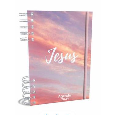 Imagem de Agenda Gospel Cristã 2024 - Jesus Céu Rosa 02 - A5 2024 - Um Versículo