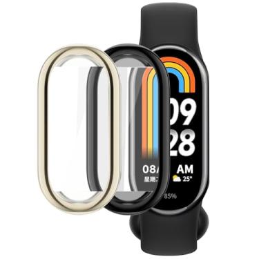 Imagem de WUWOCJ Pacote com 2 capas de TPU macio compatível com Xiaomi Mi Band 8, capa protetora completa com moldura amortecedora (preta/dourada)