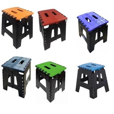 Imagem de Kit 6 Bancos de Plástico Dobrável Adulto Banquinho Prático Retrátil