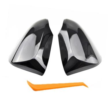 Imagem de QKLsudua 1 par de capas de espelho retrovisor preto brilhante compatível com acessórios para espelhos retrovisores To-yota Yaris 2006 2007 2008 2009 2010 2011