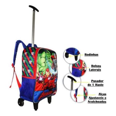 Imagem de Mochila Vingadores Avengers 3D Infantil Masculina Rodinhas G - Luxcel
