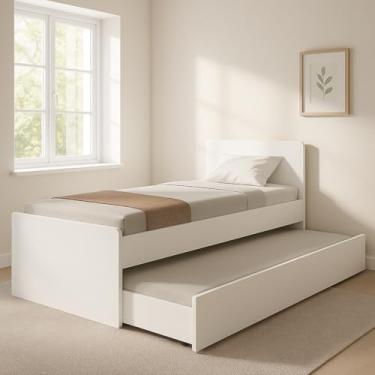 Imagem de Bicama Compacta Solteiro MDF Expansível Estrado em Madeira