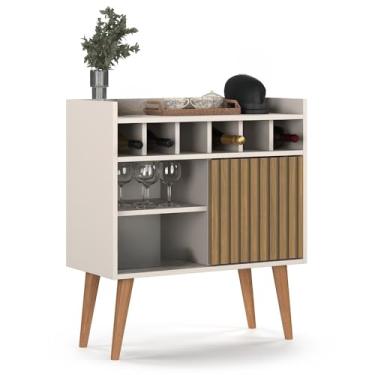 Imagem de Aparador Retrô Buffet Bar Adega Bar(FLORENÇA - OFF WHITE/RIPADO)